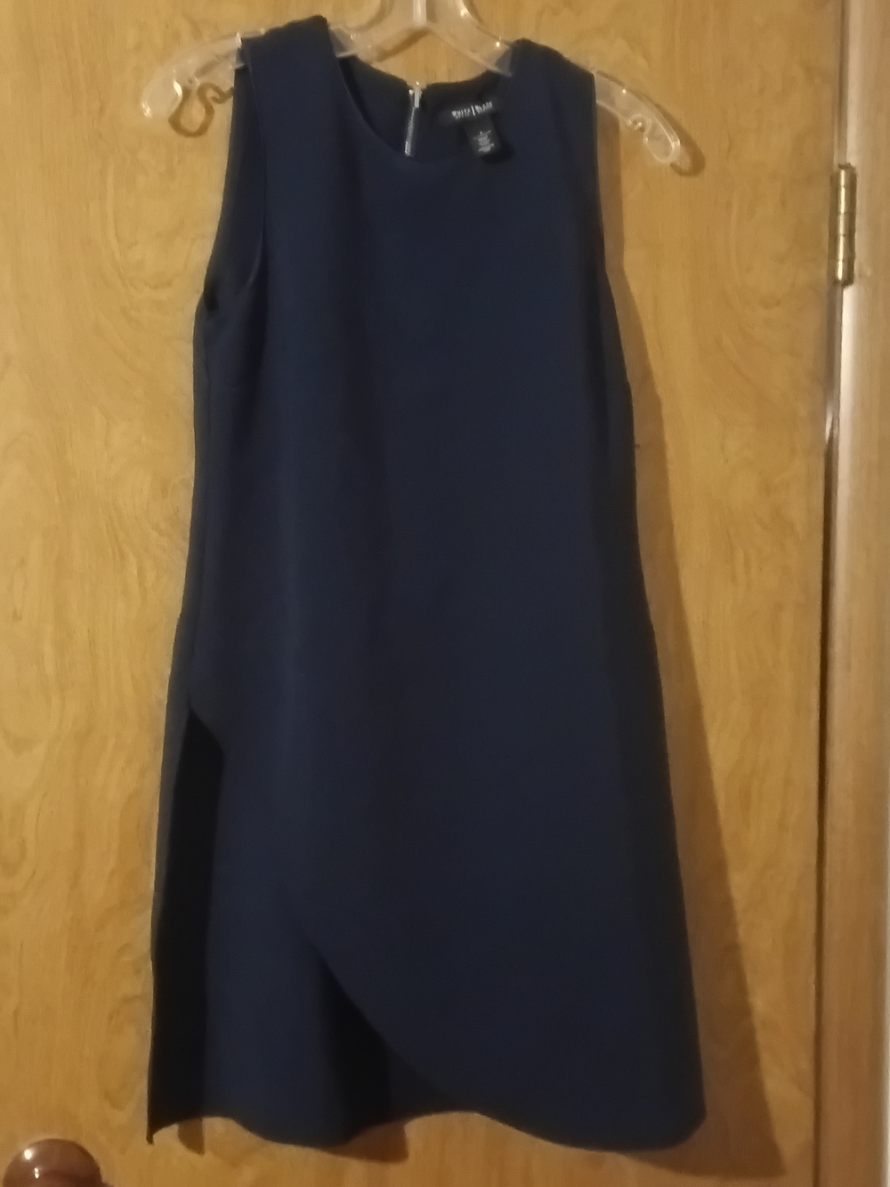 White House Black Market Navy Sleeveless Overlay A-Line Dress